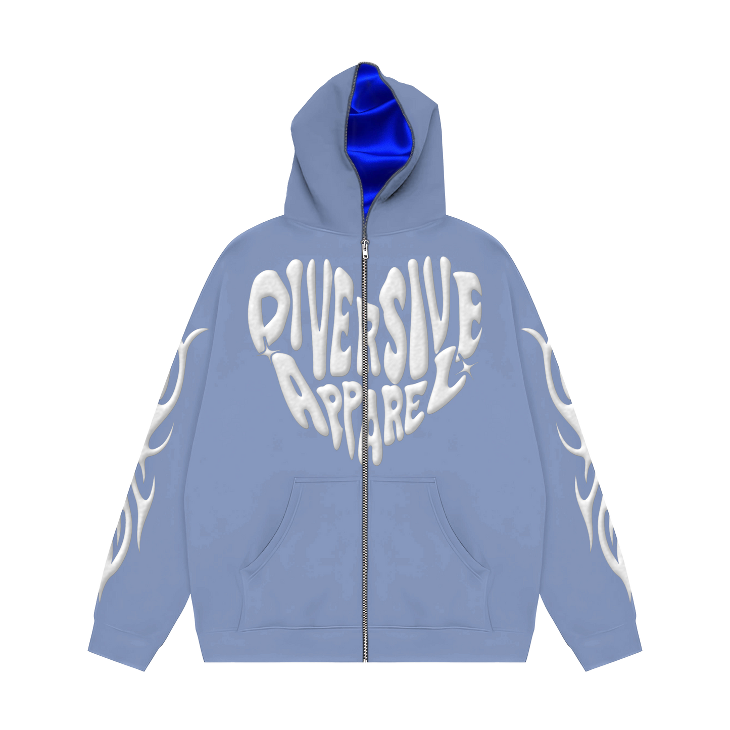 Blue Full Zip Jacket + Inside Satin Hood