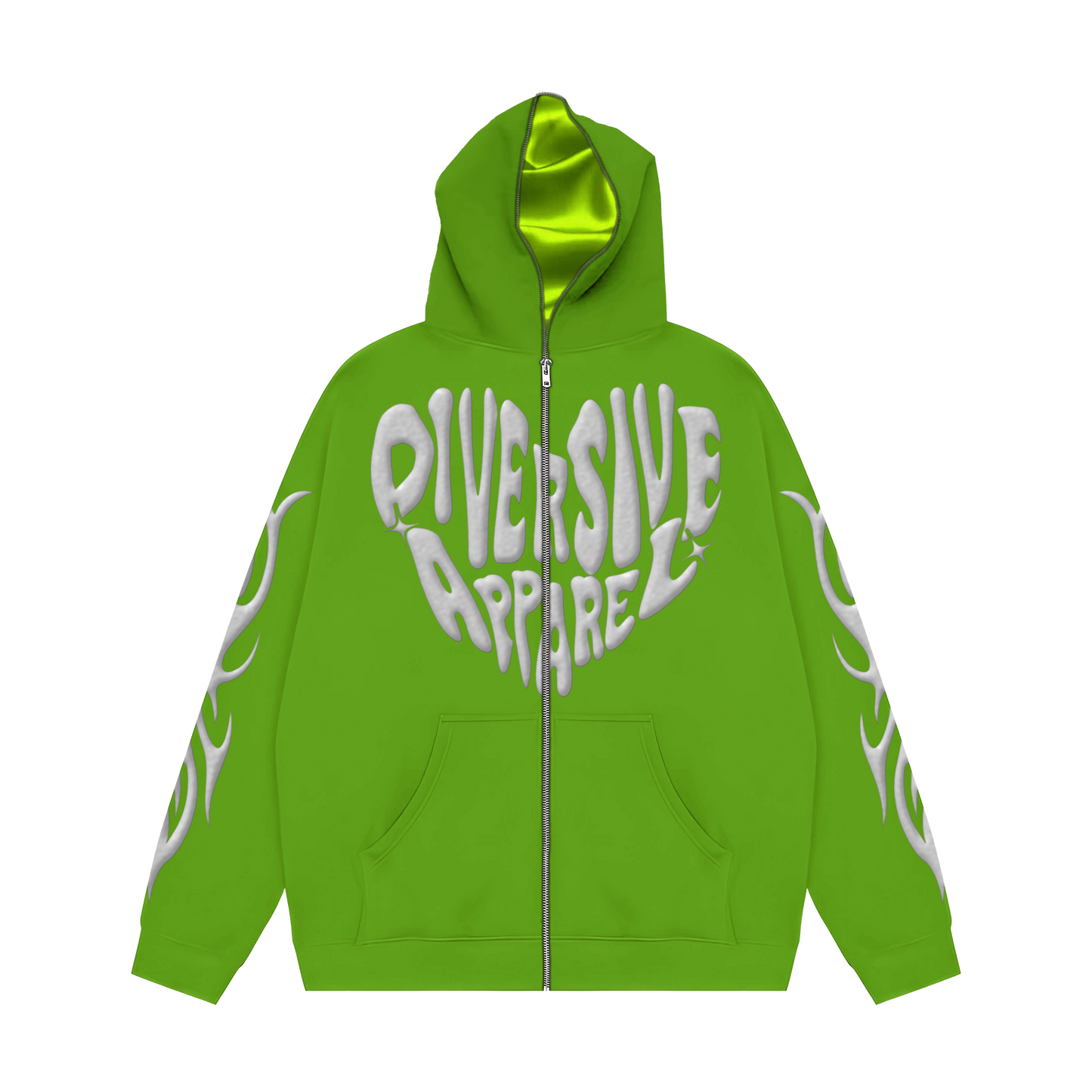 Green Full Zip Jacket + Inside Satin Hood