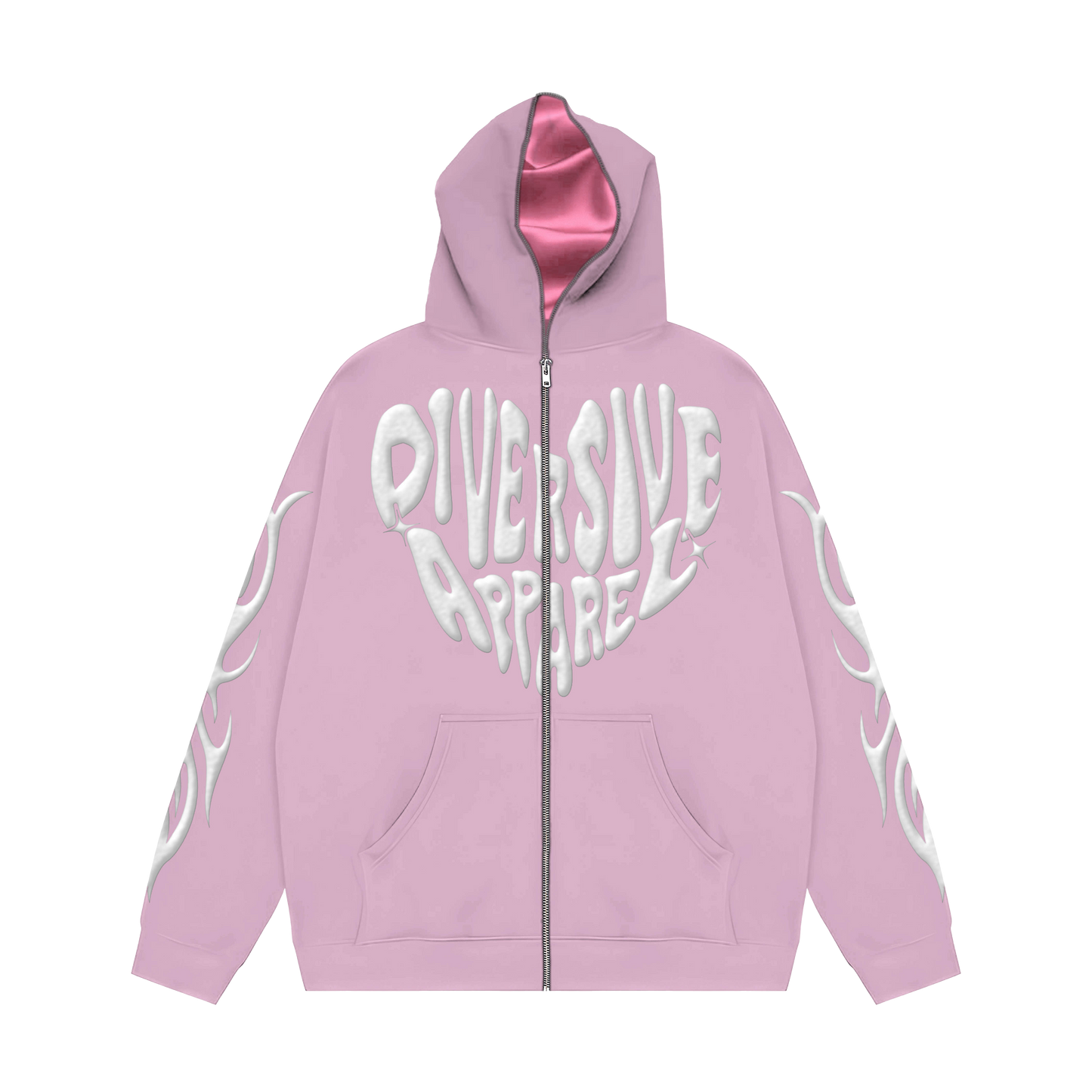 Pink Full Zip Jacket + Inside Satin Hood