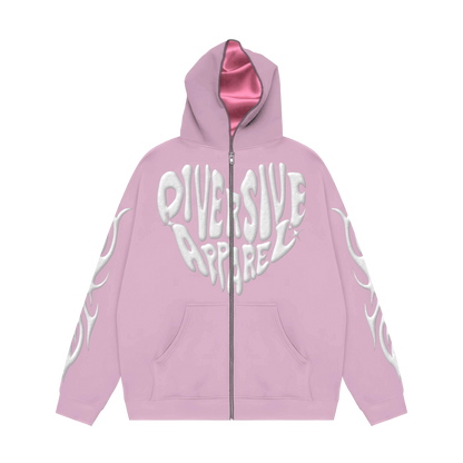 Pink Full Zip Jacket + Inside Satin Hood