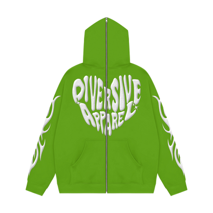 Green Full Zip Jacket + Inside Satin Hood