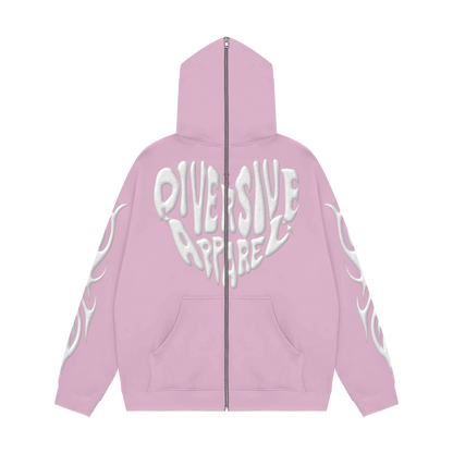 Pink Full Zip Jacket + Inside Satin Hood